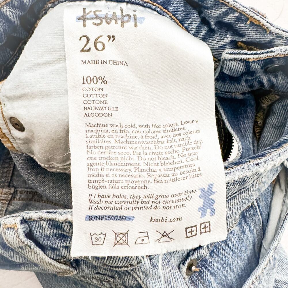 Ksubi Slim Pin Skream Trashed Light Wash Denim Jeans Size 26 - Picture 3 of 8